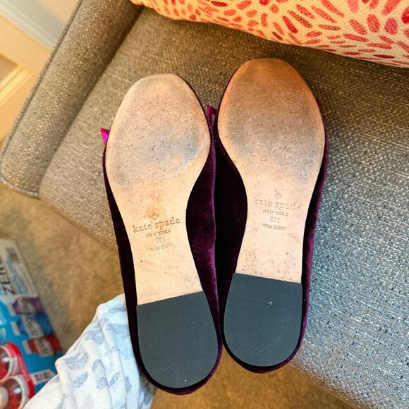 Kate Spade Astaire Velvet Loafer Bow Flat 9M Purple Fuchsia - Picture 5 of 8